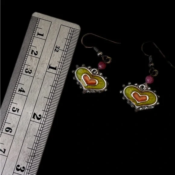 Brighton Silver and Green Heart Earrings - Picture 5 of 5